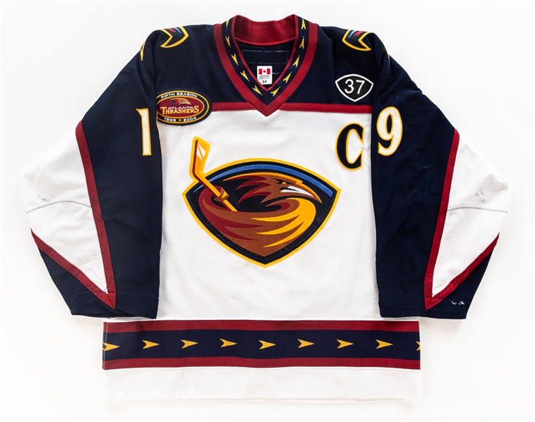 Shawn McEacherns 2003-04 Atlanta Thrashers Game-Worn Captains Jersey with LOA - Fifth Season Patch! - Dan Snyder Memorial Patch! - Photo-Matched!
