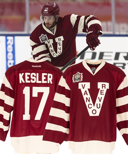 Ryan Keslers 2014 NHL Heritage Classic Vancouver Canucks Game-Worn Second Period Jersey with LOAs - Photo-Matched!