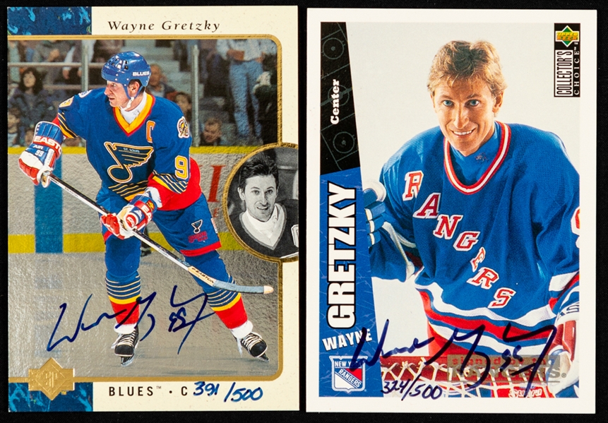 1995-96 Upper Deck SP #127 (391/500 - UDA COA) and 1996-97 Upper Deck Collectors Choice #170 (324/500 - UDA COA) Signed Hockey Cards of HOFer Wayne Gretzky