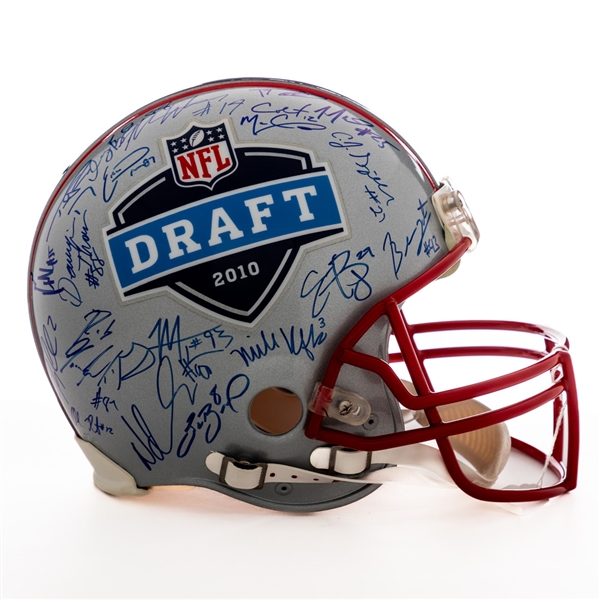 2010 NFL Draft Full-Size Riddell Authentic Pro Model Multi-Signed Helmet by 36 Including Gronkowski, Suh, Berry, Decker, Sanders, Tate, Thomas and Others with PSA/DNA COA