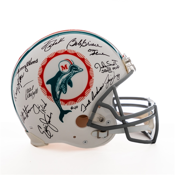 Miami Dolphins 1972 Super Bowl Champions "17-0" Full-Size Riddell Authentic Model Team-Signed Helmet by 26 with JSA COA