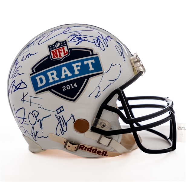 2014 NFL Draft Full-Size Riddell Authentic Pro Model Multi-Signed Helmet by 28 Including Manziel, Clowney, Watkins, Mack and Bortles Plus Others with PSA/DNA COA