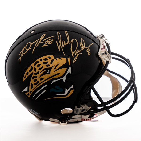 Mark Brunell and Fred Taylor Jacksonville Jaguars Dual-Signed Full-Size Riddell Authentic Model Helmet with Mounted Memories COA and PSA/DNA LOA