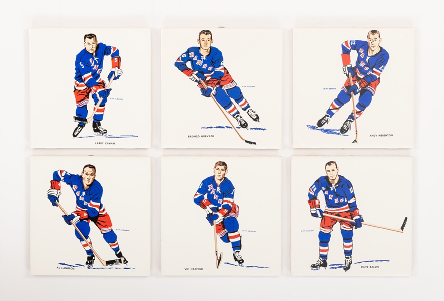 1962-63 H.M. Cowan/Screenart New York Rangers Tiles (6) 