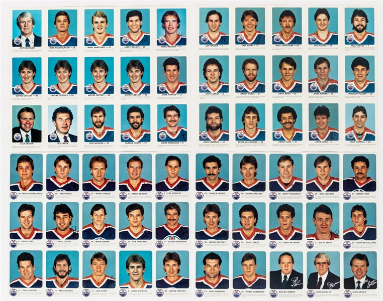 Mid-1980s Oilers and Flames Red Rooster Card Sets in Panels (5), Mid-1970s Hockey Heroes Stand-Ups (10), Early-1970s Sporticatures Hockey Prints (8) and Other Assorted Items