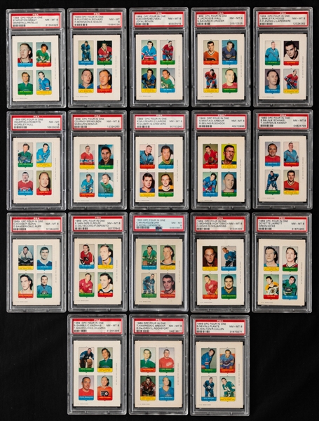 1969-70 O-Pee-Chee Hockey "4-in-1" Mini Card (Four in One) PSA-Graded Complete 18-Card Set - All Cards Graded PSA NM-MT 8