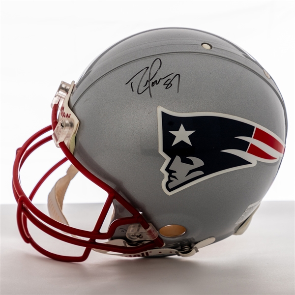 Randy Moss Signed New England Patriots Full-Size Riddell Authentic Pro Model Helmet with JSA LOA