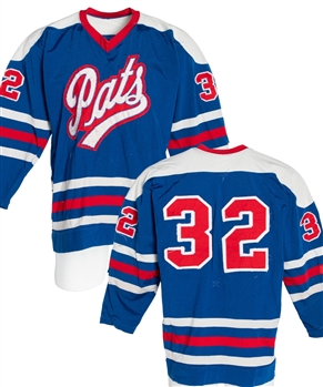 Circa Mid-To-Late-1970s WCHL Regina Pats #32 Game-Worn Jersey - Numerous Team Repairs!