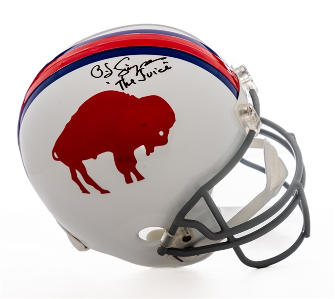 O. J. Simpson Signed Buffalo Bills Full-Size Schutt Throwback Replica Helmet with JSA COA – “The Juice” Inscription!