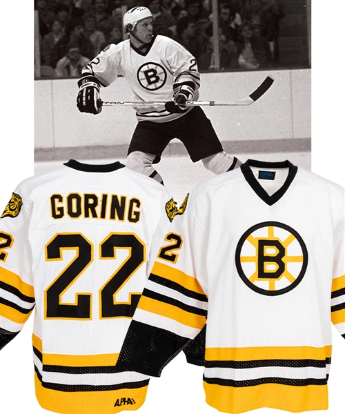 Robert "Butch" Gorings 1984-85 Boston Bruins Rare Alpha Sportswear Game-Issued Jersey with His Signed LOA