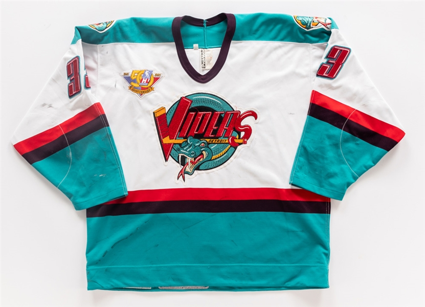 Jay Mazurs 1994-95 IHL Detroit Vipers Inaugural Season Game-Worn Jersey 
