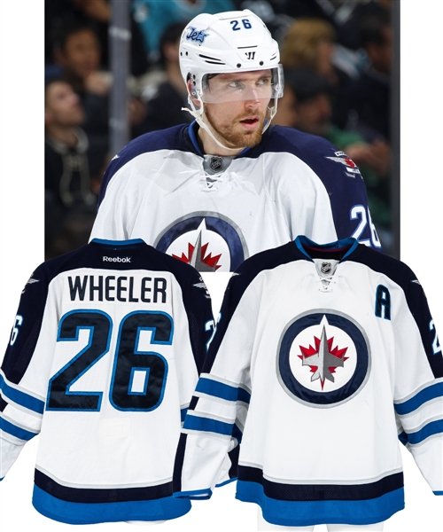 Blake Wheelers 2013-14 Winnipeg Jets Game-Worn Alternate Captains Jersey with Team LOA - Team Repairs! - Photo-Matched!