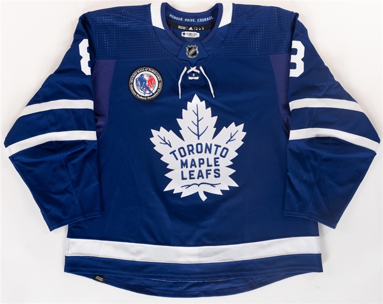 Jake Muzzins 2021-22 Toronto Maple Leafs "Hall of Fame Game" Game-Worn Jersey with Team LOA - Hall of Fame Patch!