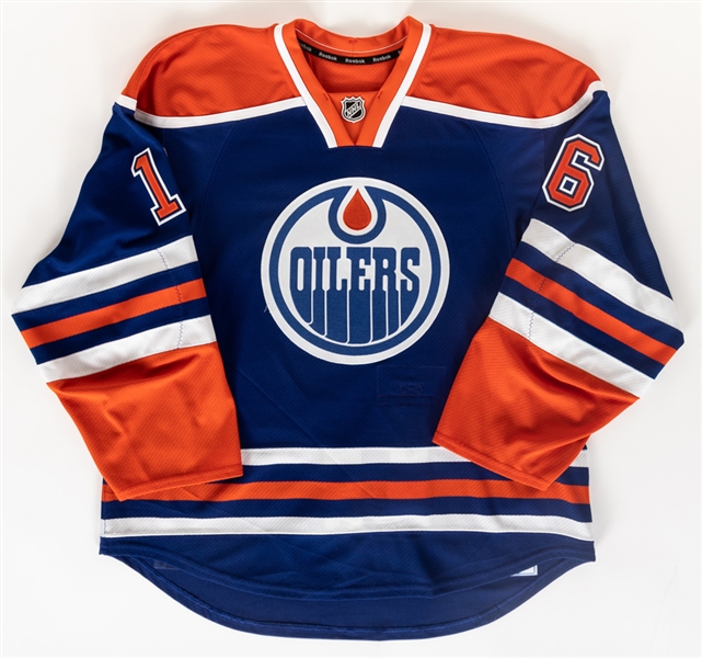 Darcy Hordichuks 2012-13 Edmonton Oilers Game-Issued Retro Jersey with Team LOA