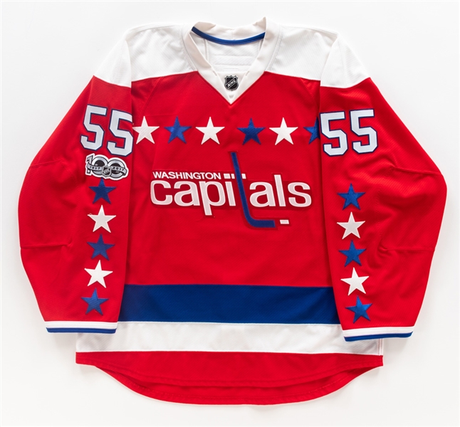 Aaron Ness 2016-17 Washington Capitals Game-Issued Third Jersey with Team LOA - NHL Centennial Patch!