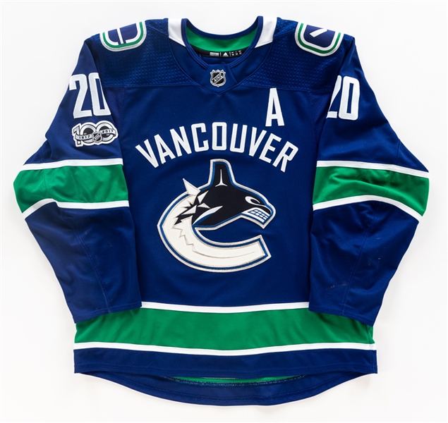 Brandon Sutters 2017-18 Vancouver Canucks Game-Worn Alternate Captains Jersey with Team LOA - NHL Centennial Patch!