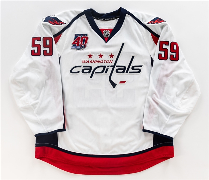 Tim Spencers 2014-15 Washington Capitals Game-Issued Jersey with Team LOA - 40th Patch!