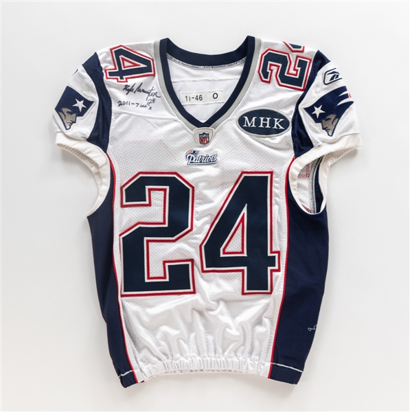 Kyle Arrington’s 2011 New England Patriots Signed Game-Worn Jersey with JSA Auction LOA – Nice Game Wear! - Team Repairs! - Photo-Matched!