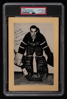 Deceased HOFer Jacques Plante Signed Montreal Canadiens Bee Hive Group 2 (1945-64) Hockey Photo - PSA/DNA Certified