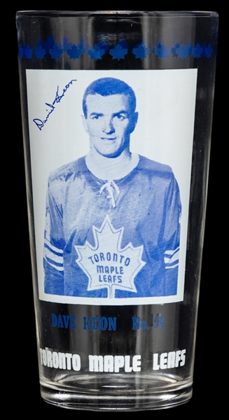 Toronto Maple Leafs Memorabilia and Card Collection of 5 Including 1967-68 Dave Keon York Peanut Butter Glass
