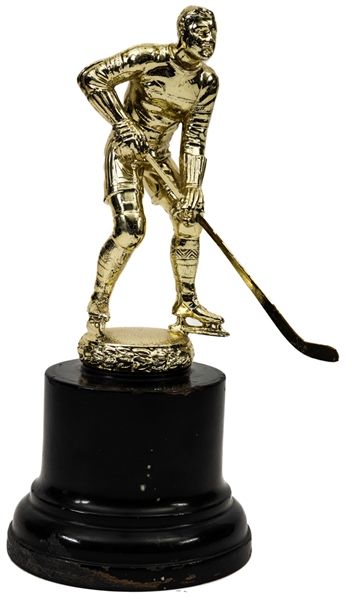 Late-1930s Hockey Player Trophy (12") Plus 1928-29 Standard Stock Mining Hockey Trophy (4 1/2") 