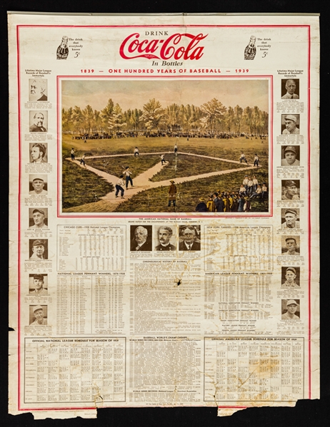 1939 Baseball Centennial Coca-Cola Advertising Poster (21" x 27")