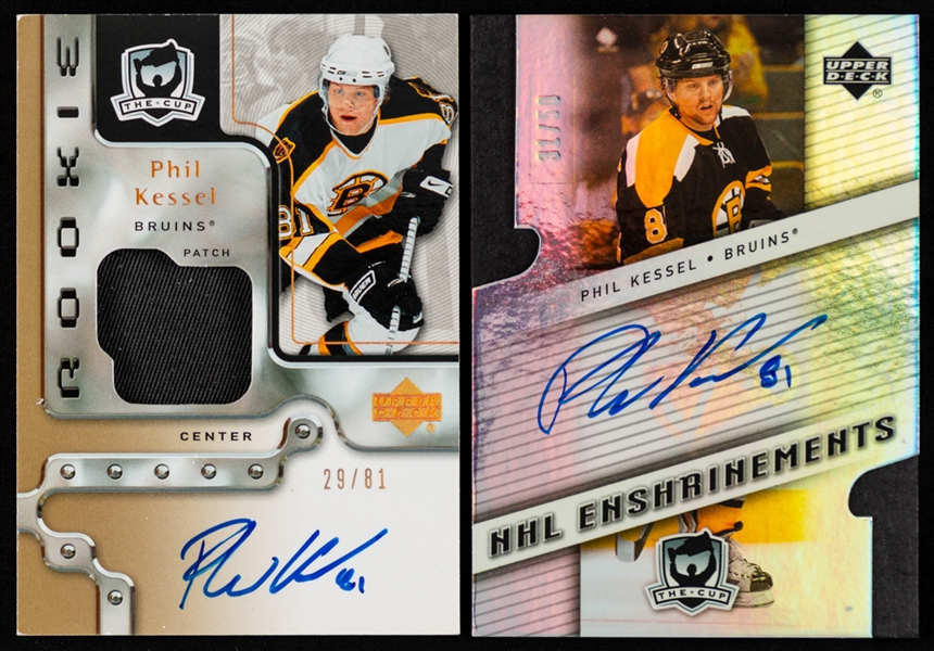 Boston Bruins 2005-08 Hockey Cards (11) Inc. 2006-07 UD The Cup Gold #170 Phil Kessel RPA (29/81), 2005-06 Parkhurst True Colors #TC-MOBO Bruins/Canadiens and Young Guns of Rask and Kessel