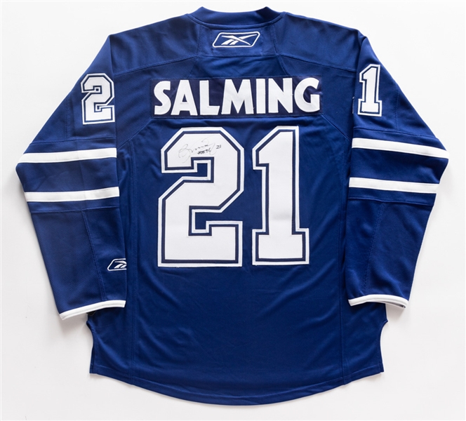 Borje Salming Signed Toronto Maple Leafs Alternate Captains Jersey with HOF 96 Annotation