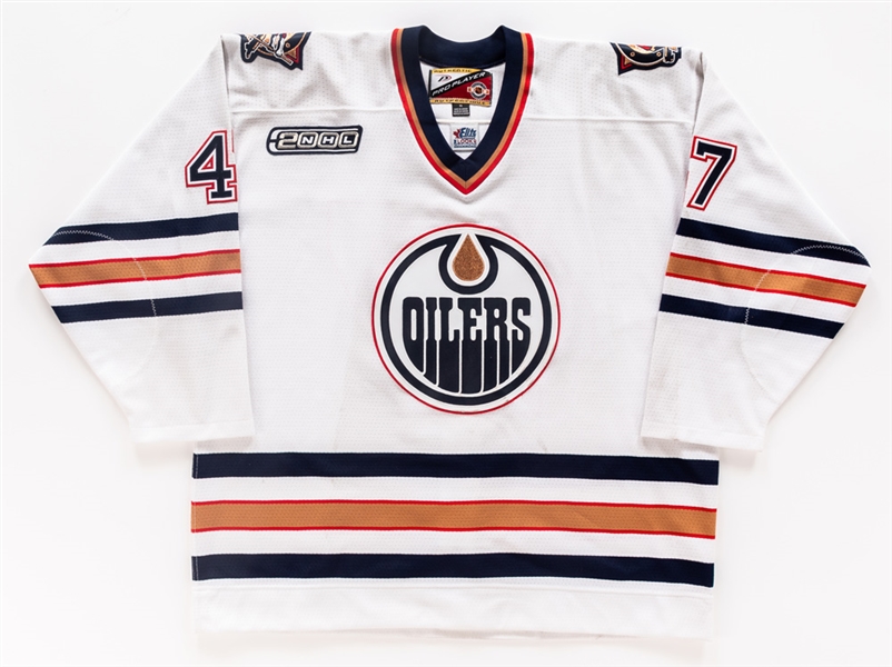 Paul Comries October 1st 1999 Edmonton Oilers Game-Worn Jersey from Wayne Gretzky Retirement Night 