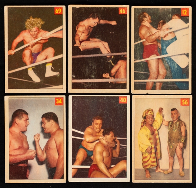 1954-55 Parkhurst Wrestling Near Complete Card Set (65/75)