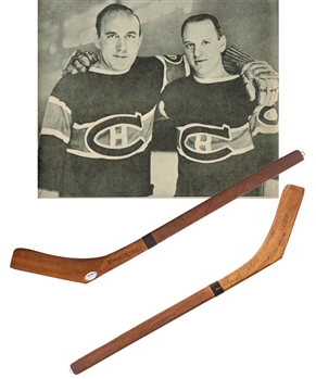 Montreal Canadiens 1931-32 Team-Signed Miniature Hockey Stick with PSA/DNA LOA Including Deceased HOFers Howie Morenz, George Hainsworth and Aurele Joliat