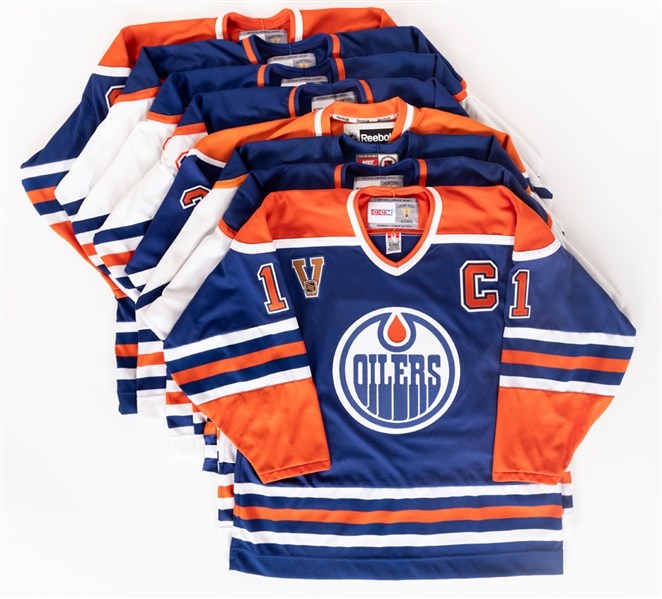Edmonton Oilers 1980s Dynasty Autographed Jersey Collection of 8 Including Gretzky, Messier, Kurri, Fuhr, Coffey, Anderson, Lowe and Huddy with JSA Auction LOA