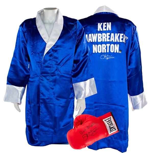 Ken Norton Signed Boxing Glove and Fight Robe with JSA Auction LOA 