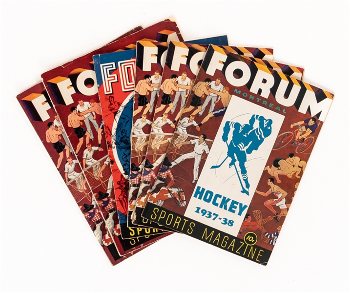 Montreal Canadiens 1935-36 and 1936-37 Montreal Forum Program Collection of 5 