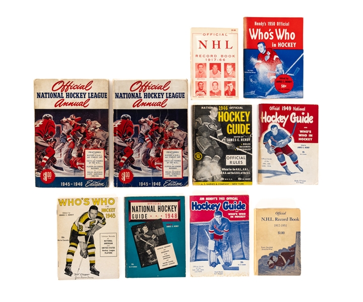 1948-1966 National Hockey League Guide and Record Book of 10 