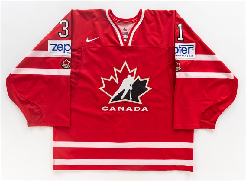 Pascal Leclaires 2008 IIHF World Championships Team Canada Game-Worn Jersey with Hockey Canada LOA