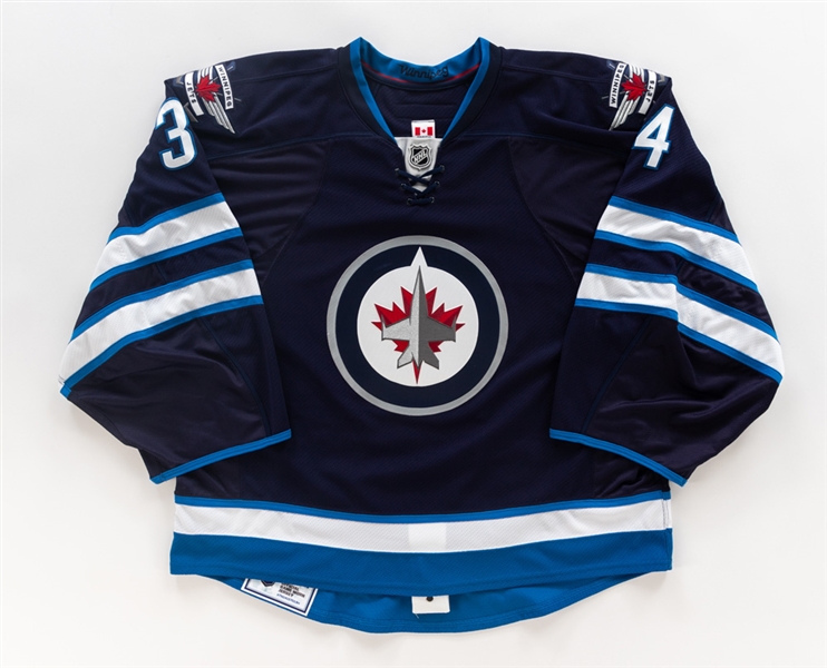 Michael Hutchinsons 2014-15 Winnipeg Jets Game-Worn Rookie Season Playoffs Jersey with Team LOA