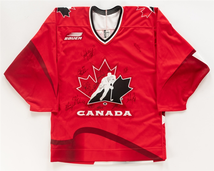 Rod BrindAmours 1996 Team Canada World Cup Team-Signed Game-Used Stick Plus Team Canada 1996 World Cup Team-Signed Jersey