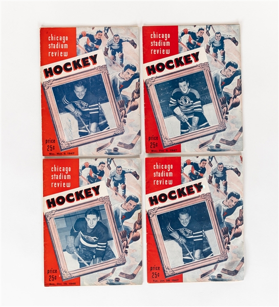 Chicago Stadium 1930s to 1970s Black Hawks Program Collection of 13 including 1935-36 Stanley Cup Quarterfinals and 1961-62 Semifinals 