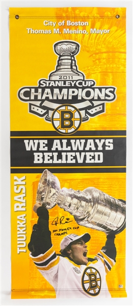 Tukka Rask Signed 2011 Boston Bruins Stanley Cup Champions Banner with COA (24" x 60") 