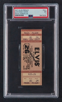 March 26th 1977 Lloyd Noble Center Elvis Presley in Concert Full Ticket - Graded PSA 7 - The Only One Graded by PSA!