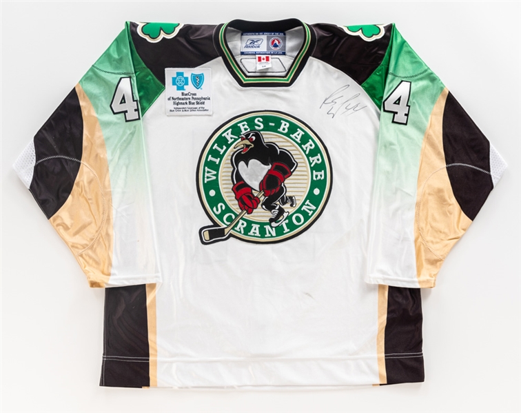 Rob Schremp’s 2006-07 AHL Wilkes-Barre/Scranton Penguins “St. Patrick’s Day” Signed Game-Worn Jersey with Team LOA