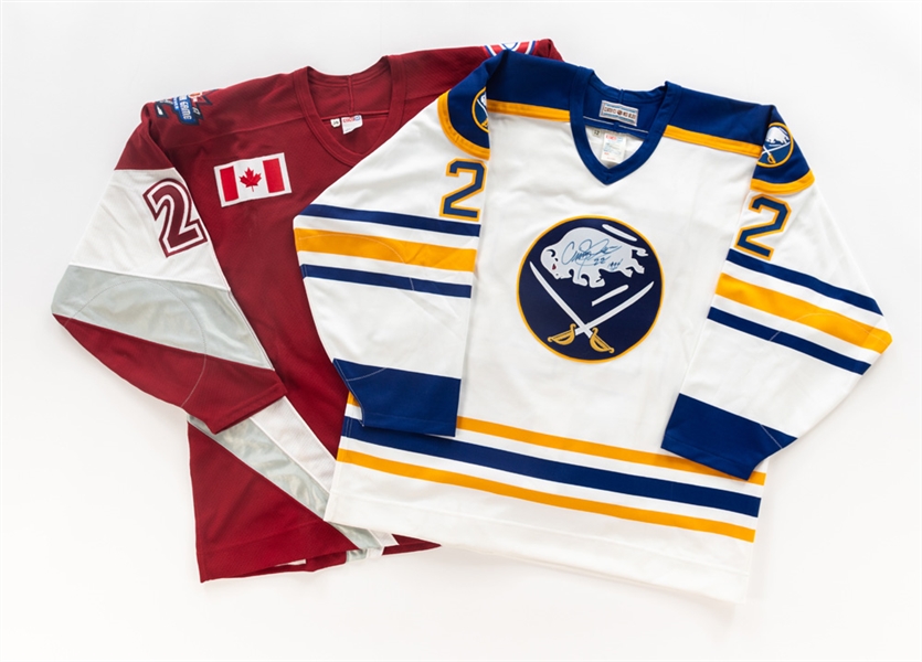 Shayne Corson Signed 1998 NHL All-Star Game Team North America Pro On-Ice Jersey Plus Craig Simpson Signed Circa 1994 Buffalo Sabres Pro On-Ice Jersey