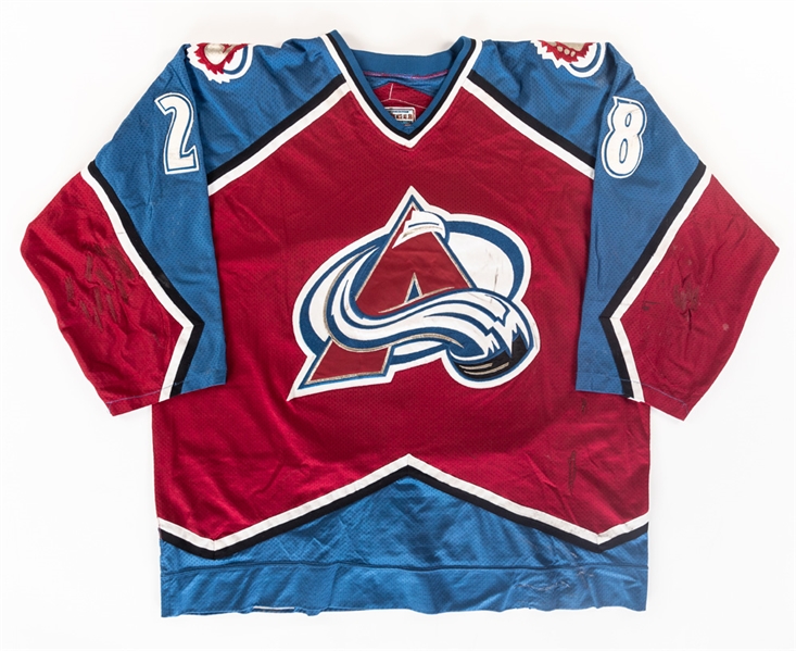 Eric Lacroixs 1996-97 Colorado Avalanche Game-Worn Jersey with Team COA - Team Repairs! - Photo-Matched!