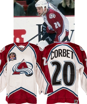 Rene Corbets 1995-96 Colorado Avalanche Signed Game-Worn Jersey with Team COA - Team Repairs! - Stanley Cup Championship Season!