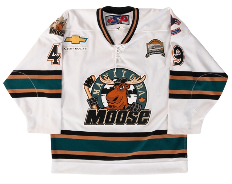 Kirill Koltsovs 2003-04 AHL Manitoba Moose Game-Worn Jersey - Winnipeg Arena 1955-2004 Patch