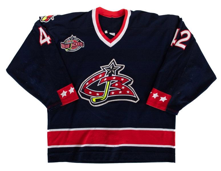 Brett Harkins 2001-02 Columbus Blue Jackets Game-Worn Pre-Season Jersey - Jersey from the Inaugural 2000-01 Season