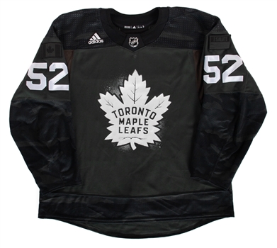 Martin Marincins 2020-21 Toronto Maple Leafs "Armed Forces" Pre-Game Warm-Up Issued Jersey with Team LOA 