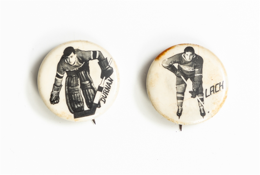 Bill Durnan and Elmer Lach 1948 Montreal Canadiens Pep Cereals Pins