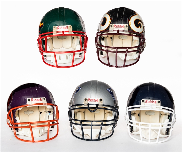 NFL Europe 1990s Game-Worn Helmet Collection of 5 including Frankfurt and Barcelona